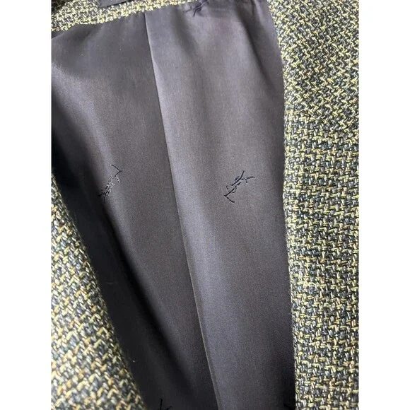 VTG Yves Saint Laurent forDillards Silk Wool Blazer Jacket Size 46R Tweed